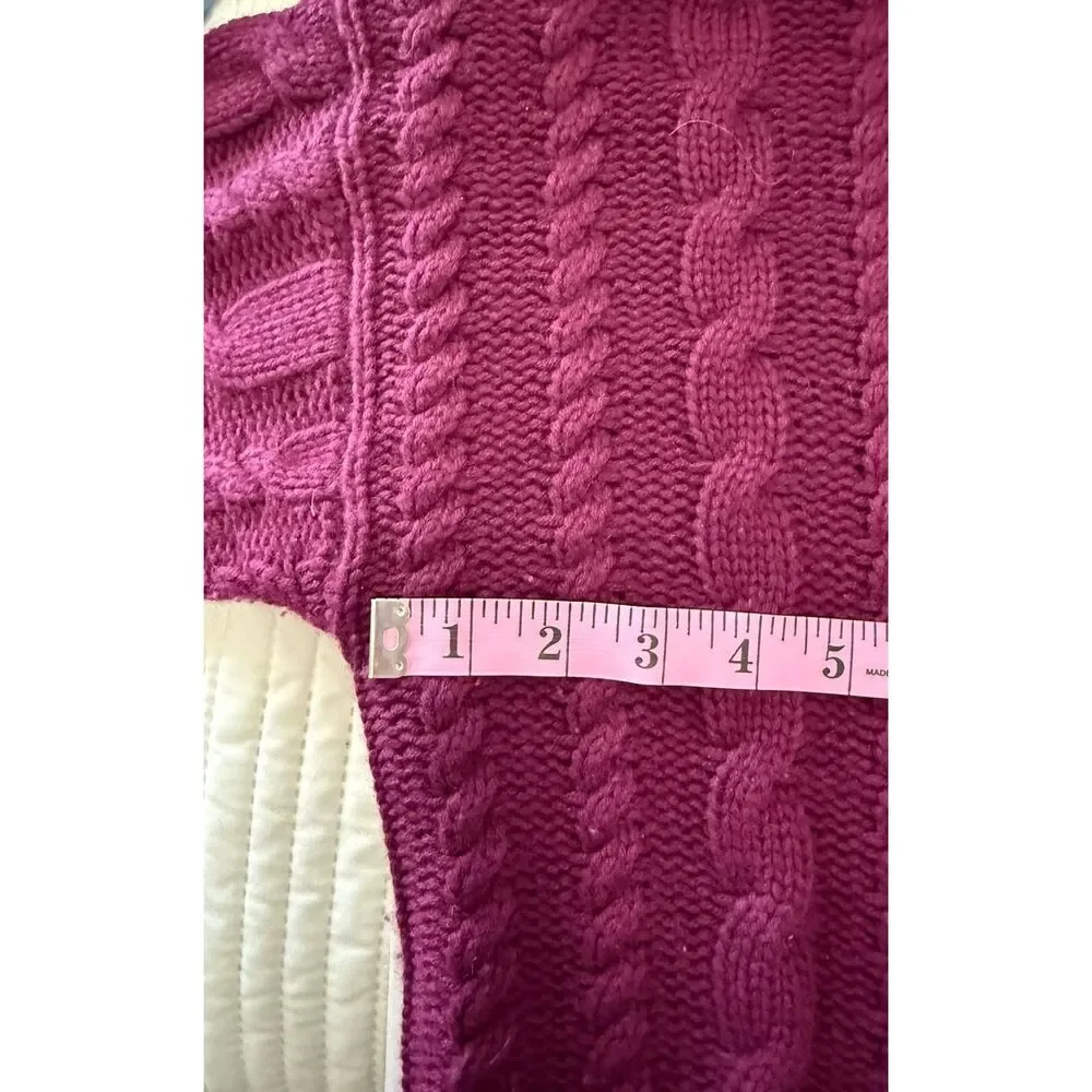 Banana Republic Chunky Cable Knit Merino Wool Cashmere Sweater Turtleneck Large - Picture 11 of 13
